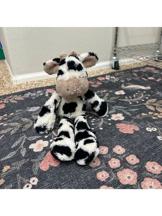 Jellycat Merryday Cow Stuffed Plush Black White Rare Discontinued HTF Long Legs - Picture 2 of 7